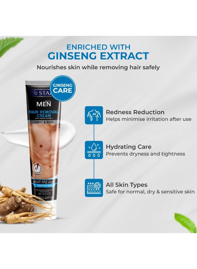 SZ Star Hair Removal Cream for Men 120ml, Fast Acting Ginseng Extract Depilatory Cream for Sensitive Skin, Smooth Skin Hair Removal for Chest Back Arms Legs Underarms Intimate Areas - Image 3